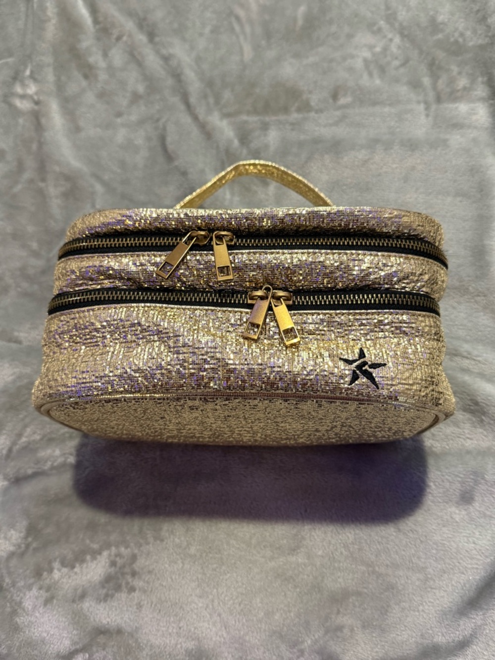 Rebel Athletic Gold Glitter Cosmetic Travel Case - Picture 2 of 6
